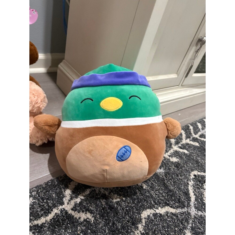 Avery the Mallard Duck Squishmallow with Football - 12" - Like New